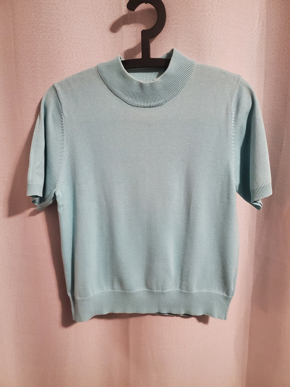 (4/$20) Alia Light Blue Short Sleeve Mock Neck Women's Top